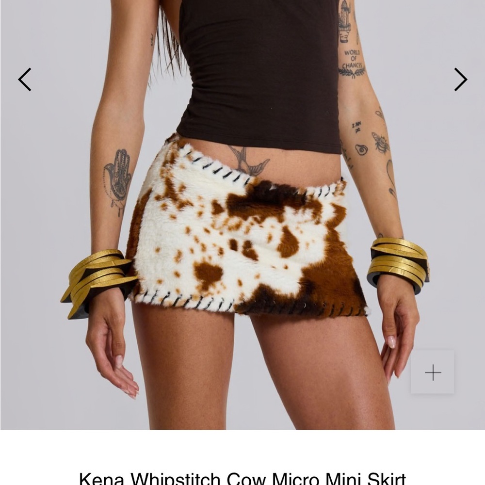 Whipstitch Cow Micro Mini Skirt - Brown and White